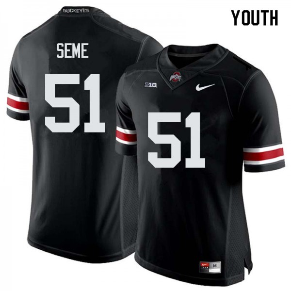 Ohio State Buckeyes #51 Nick Seme Youth Embroidery Jersey Black